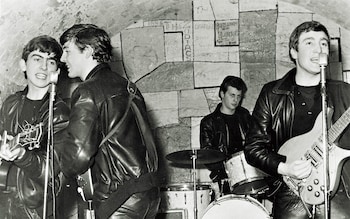 The Beatles in 1961, with former drummer Pete Best